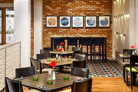 Enjoy a bite to each in or modern restaurant