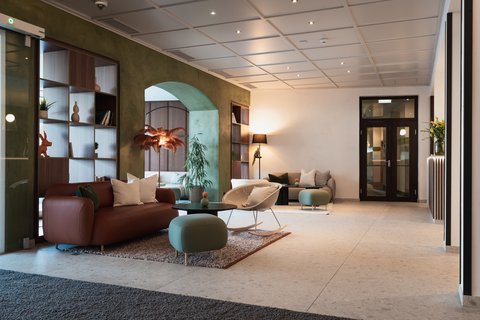 Bright Lobby with cozy furniture and free WiFi