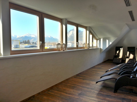 Peaceful lounge overlooking Innsbruck’s rooftops