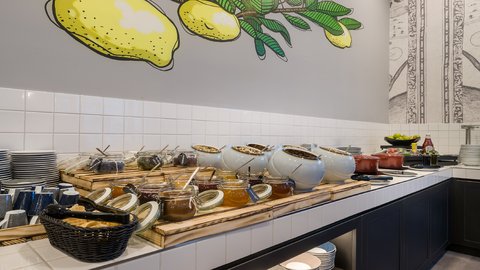 An array of jams, cereals, and more to choose from at our buffet