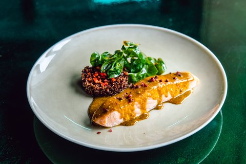 Chiva Som Gut Health Miso Glazed Salmon With Watercress And Quinoa
