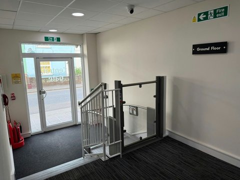 Entrance and wheelchair lift