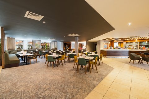 Our open lobby, bar and restaurant