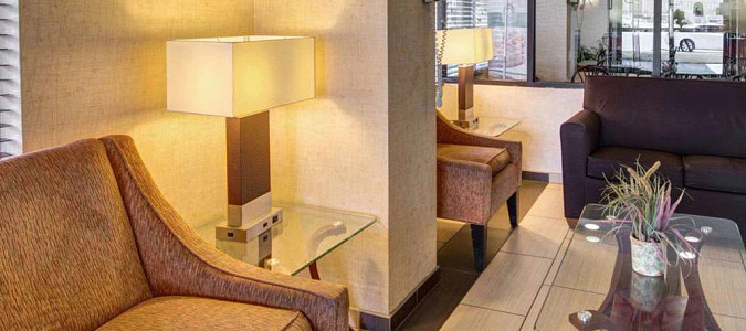 Spacious lobby with sitting area
