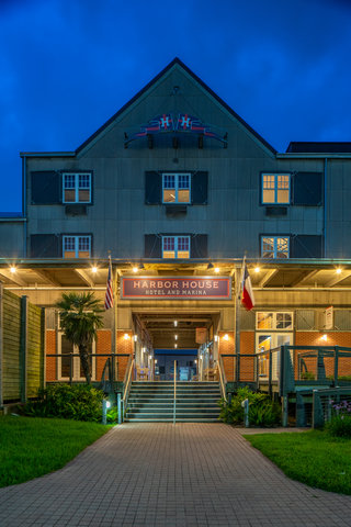 Harbor House Entrance at Night
