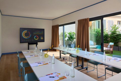 Bright meeting room prepared for collaboration.