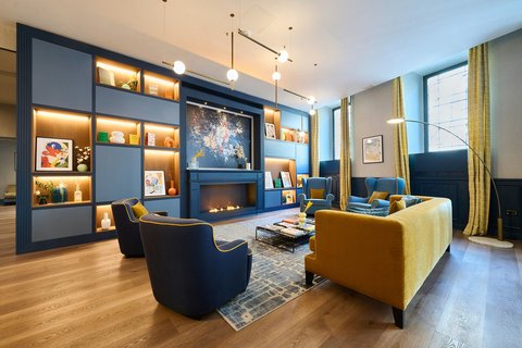 Comfortable seating in the hotel lobby.